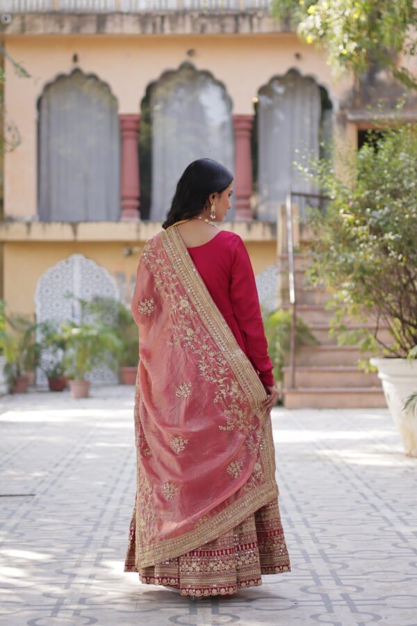 Shimmer Vichitra Sequins Gown with Fendi Dupatta