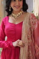Shimmer Vichitra Sequins Gown with Fendi Dupatta