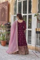 Zari Sequins Embroidered Gown with Gold Crush Dupatta