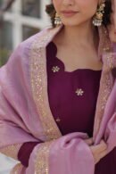 Zari Sequins Embroidered Gown with Gold Crush Dupatta