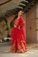 Faux Blooming Embroidered Gown with Dupatta