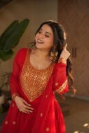 Faux Blooming Embroidered Gown with Dupatta