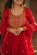 Faux Blooming Embroidered Gown with Dupatta