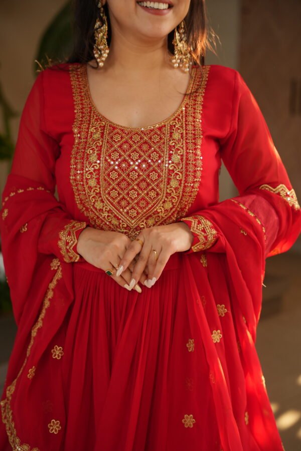 Faux Blooming Embroidered Gown with Dupatta