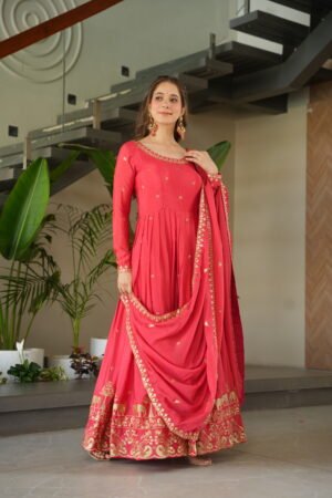 Chinnon Embroidered Gown with Dupatta