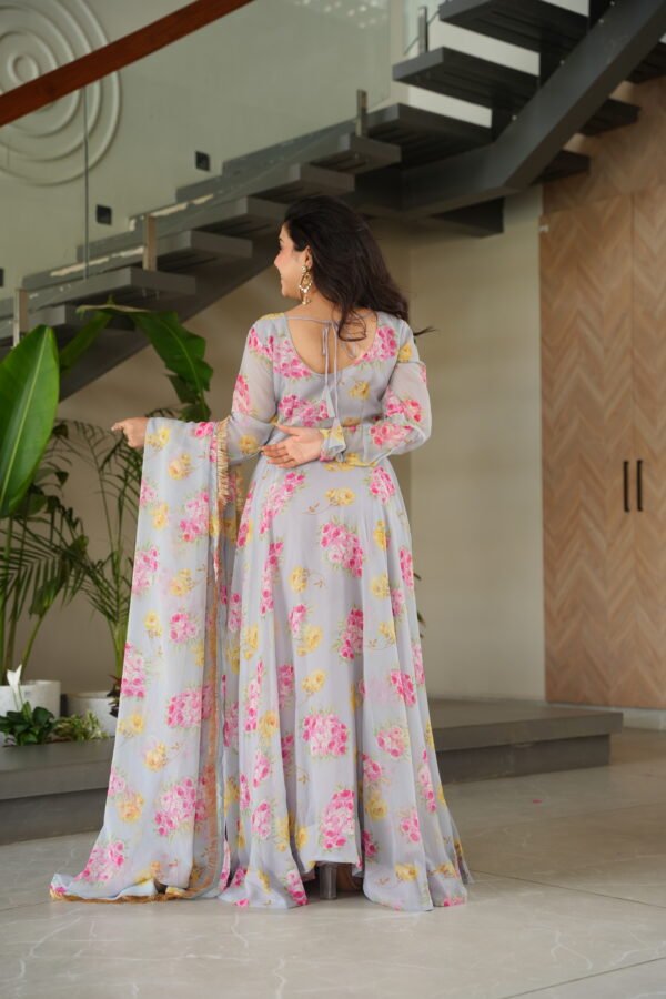 Floral Digital Print Gown with Dupatta