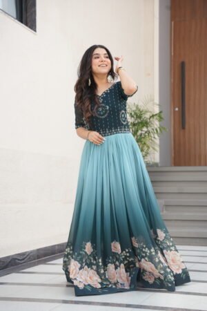 Designer Printed Gown for Women