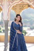 Faux Georgette Sequins Thread Embroidery Lehenga