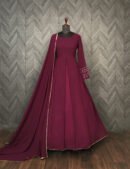 Wine Faux Blooming Embroidered Gown