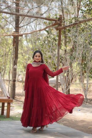 Designer Frill Gown with Dupatta