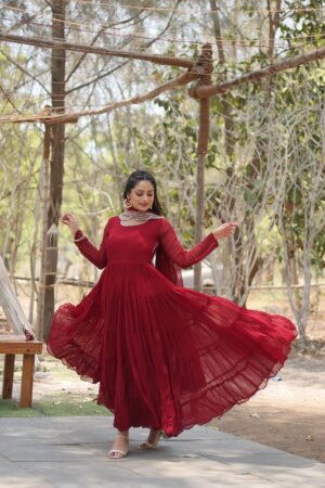 Designer Frill Gown with Dupatta