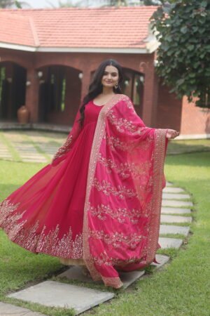 Sequin Embroidered Gown with Dupatta
