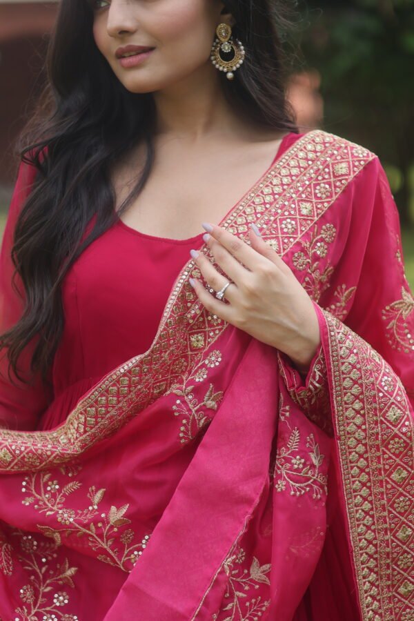 Sequin Embroidered Gown with Dupatta