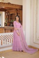 Faux Georgette Gown with Embroidered Dupatta