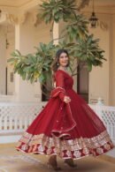 Faux Blooming Gown with Sequins Dupatta
