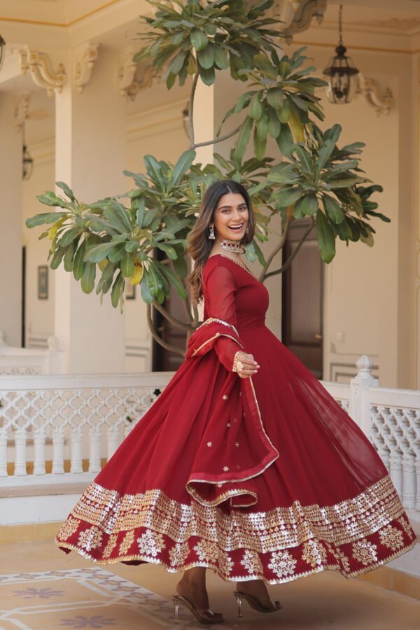 Faux Blooming Gown with Sequins Dupatta