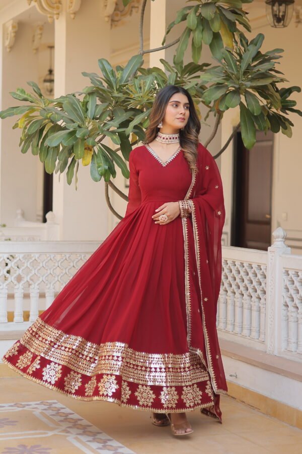 Faux Blooming Gown with Sequins Dupatta