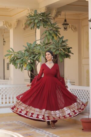 Faux Blooming Gown with Sequins Dupatta