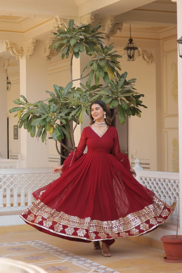 Faux Blooming Gown with Sequins Dupatta