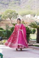 Viscose Jacquard Gown with Russian Silk Dupatta