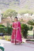 Viscose Jacquard Gown with Russian Silk Dupatta