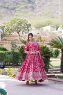 Viscose Jacquard Gown with Russian Silk Dupatta