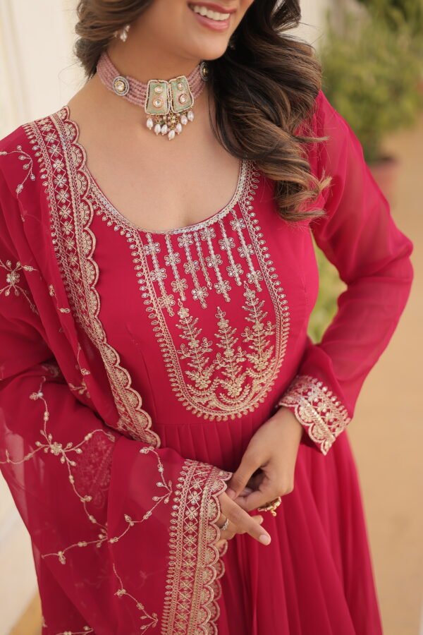 Sequined Faux Blooming Gown with Dupatta