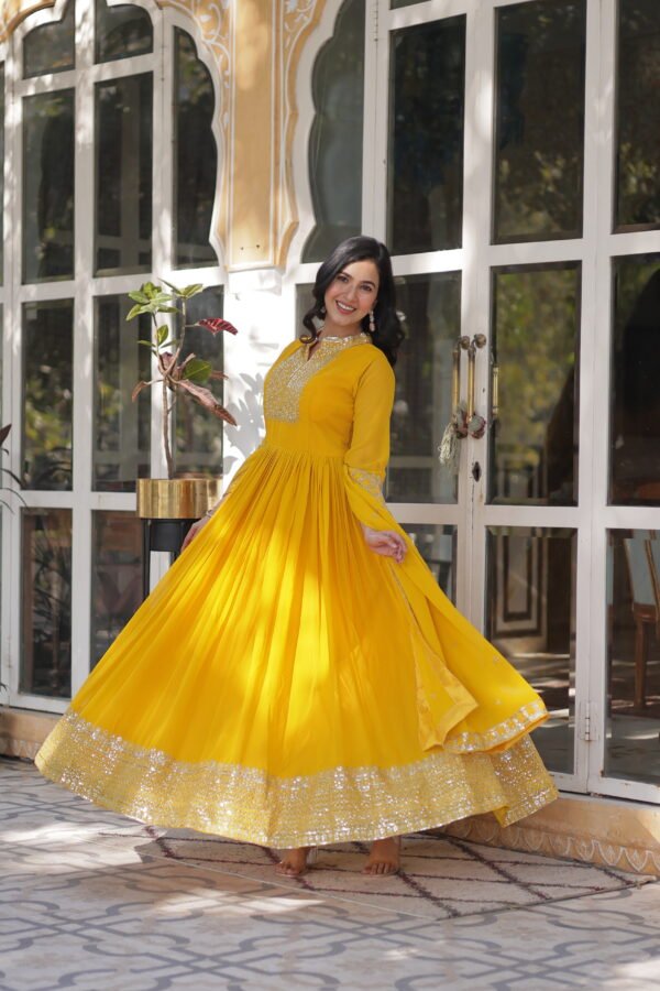 Faux Blooming Gown with Embroidered Dupatta