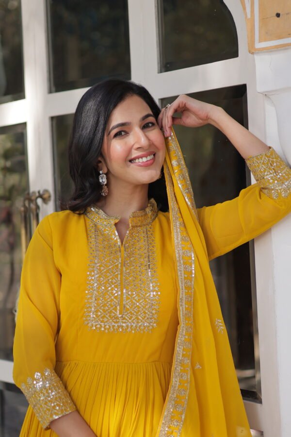 Faux Blooming Gown with Embroidered Dupatta