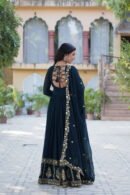 Faux Blooming Georgette Gown with Sequins