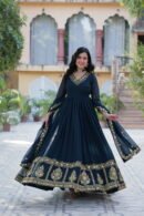 Faux Blooming Georgette Gown with Sequins