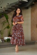 Printed Faux Georgette Gown for Women