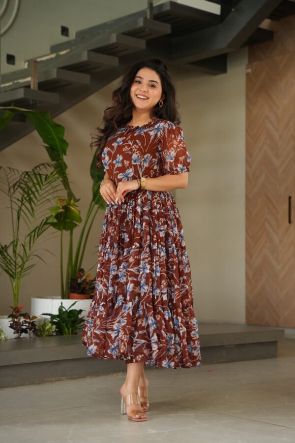 Printed Faux Georgette Gown for Women