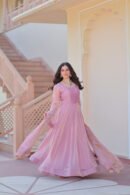 Fendy Chiffon Gown with Embroidered Dupatta