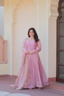 Fendy Chiffon Gown with Embroidered Dupatta