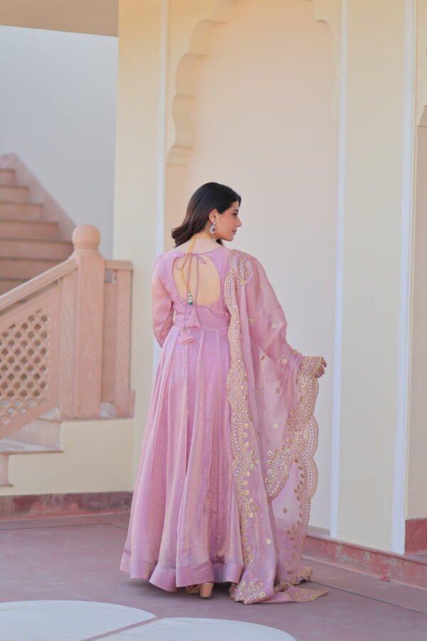 Fendy Chiffon Gown with Embroidered Dupatta