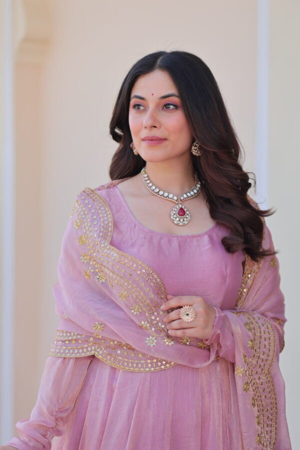 Fendy Chiffon Gown with Embroidered Dupatta
