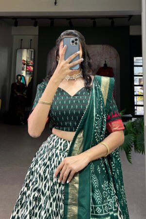 Tussar Silk Ikkat Print Lehenga