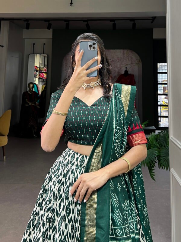 Tussar Silk Ikkat Print Lehenga