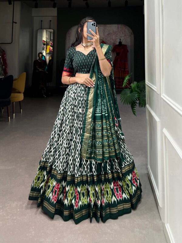 Tussar Silk Ikkat Print Lehenga