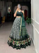 Tussar Silk Ikkat Print Lehenga
