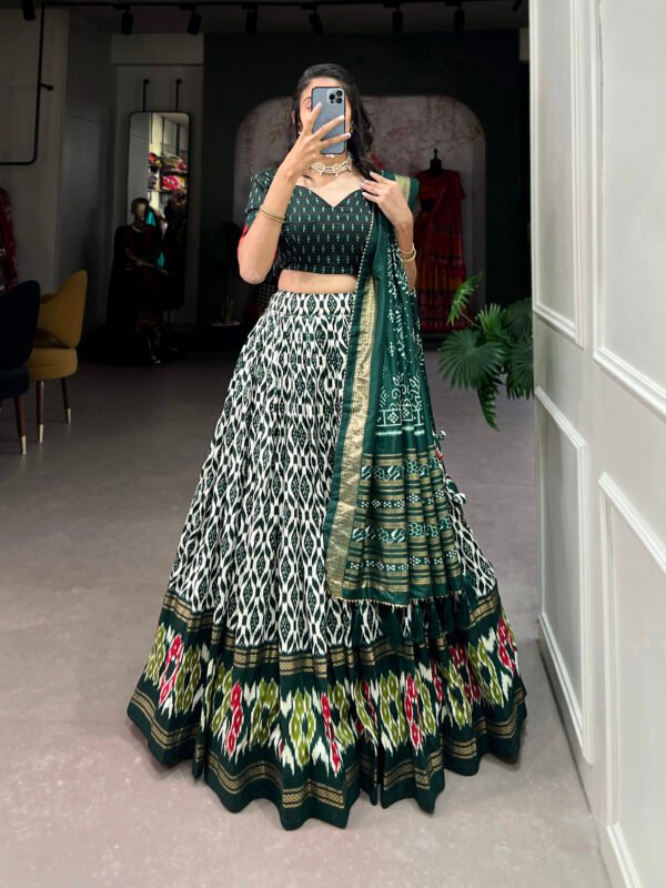 Tussar Silk Ikkat Print Lehenga