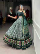 Tussar Silk Ikkat Print Lehenga