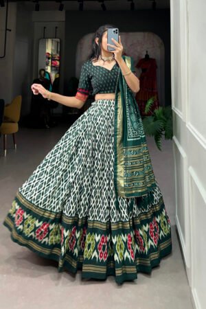 Tussar Silk Ikkat Print Lehenga
