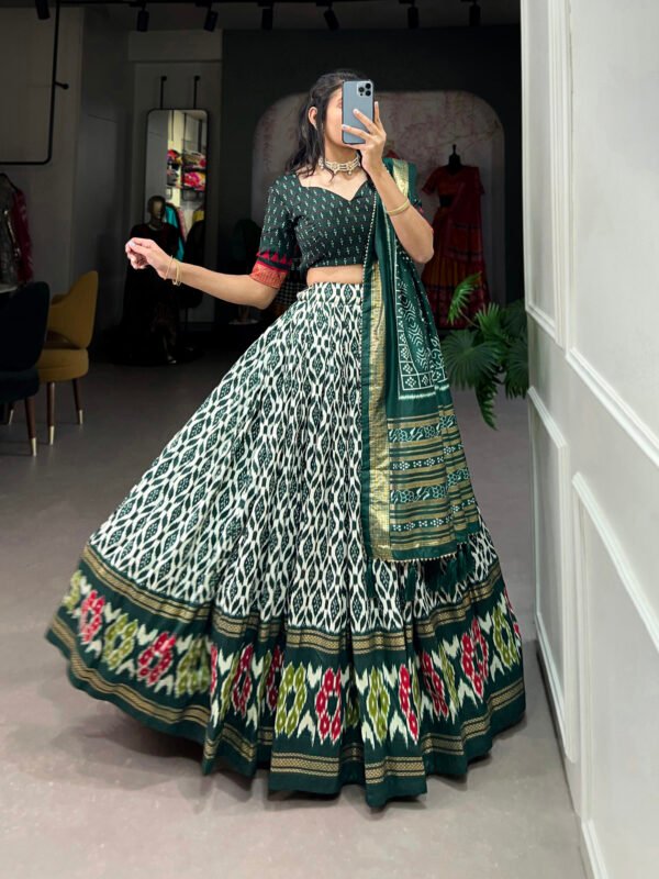 Tussar Silk Ikkat Print Lehenga