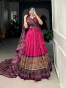 Tussar Silk Bandhej Ajarakh Lehenga