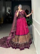 Tussar Silk Bandhej Ajarakh Lehenga