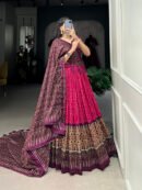 Tussar Silk Bandhej Ajarakh Lehenga