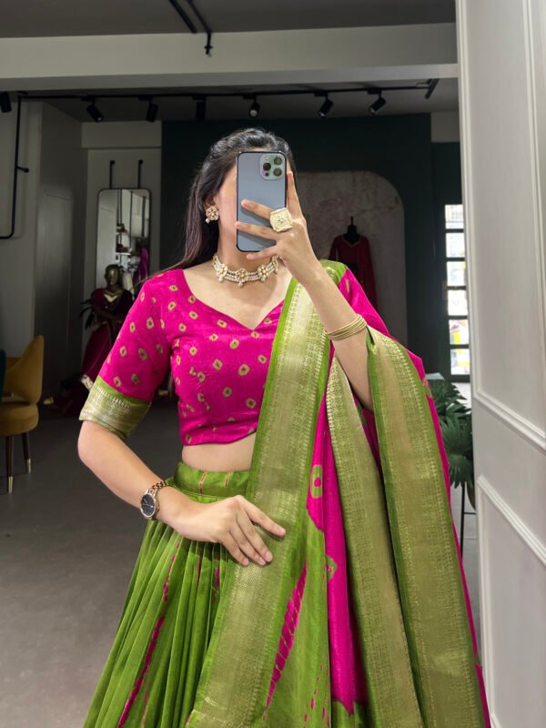 Shibori Print Dola Silk Lehenga