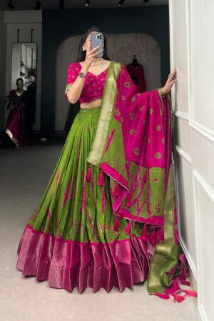 Shibori Print Dola Silk Lehenga